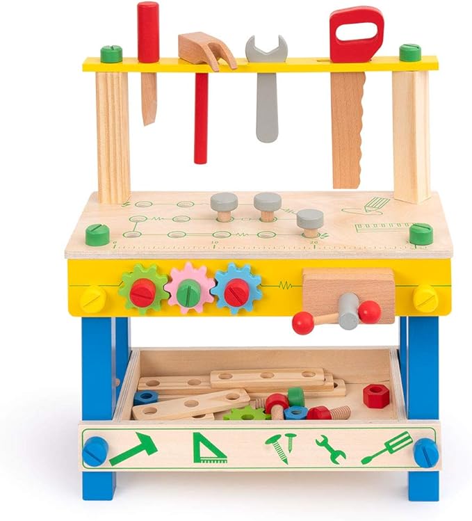 Wooden Tool Workbench Toy for Kids & Toddlers