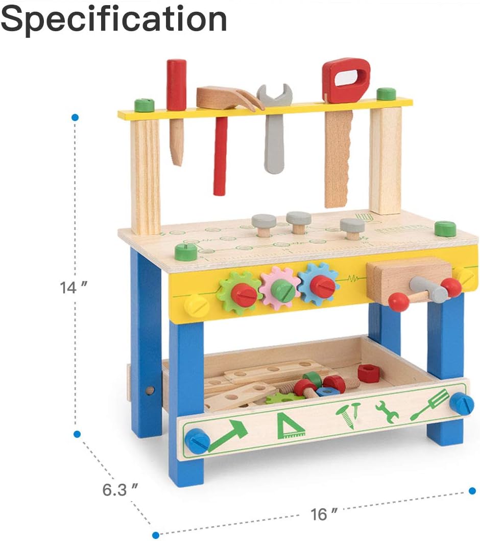 Wooden Tool Workbench Toy for Kids & Toddlers