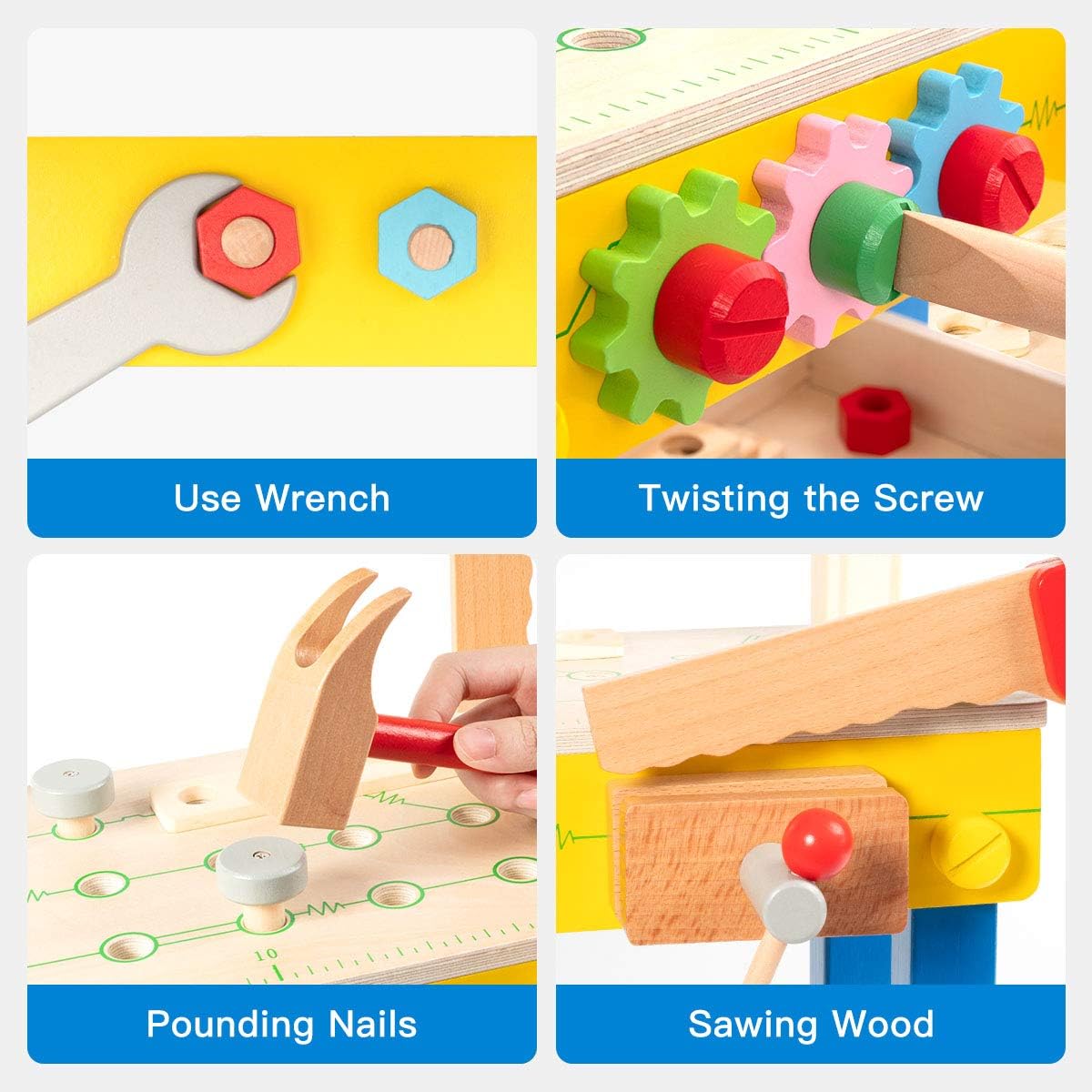 Wooden Tool Workbench Toy for Kids & Toddlers